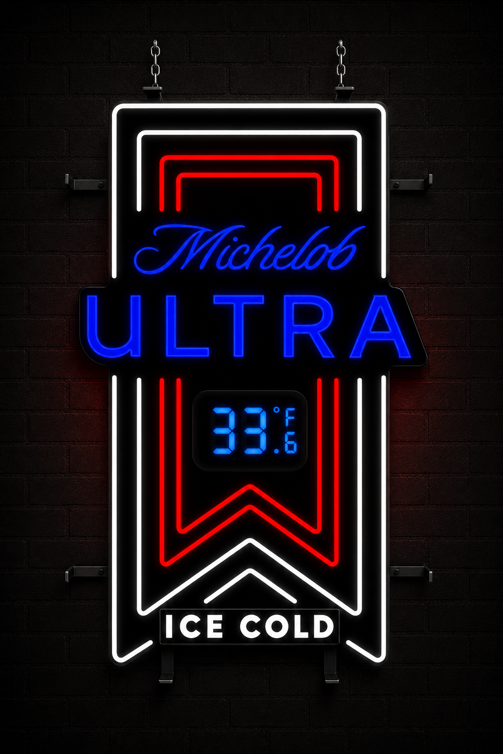 Highly visible Michelob Ultra illuminated sign