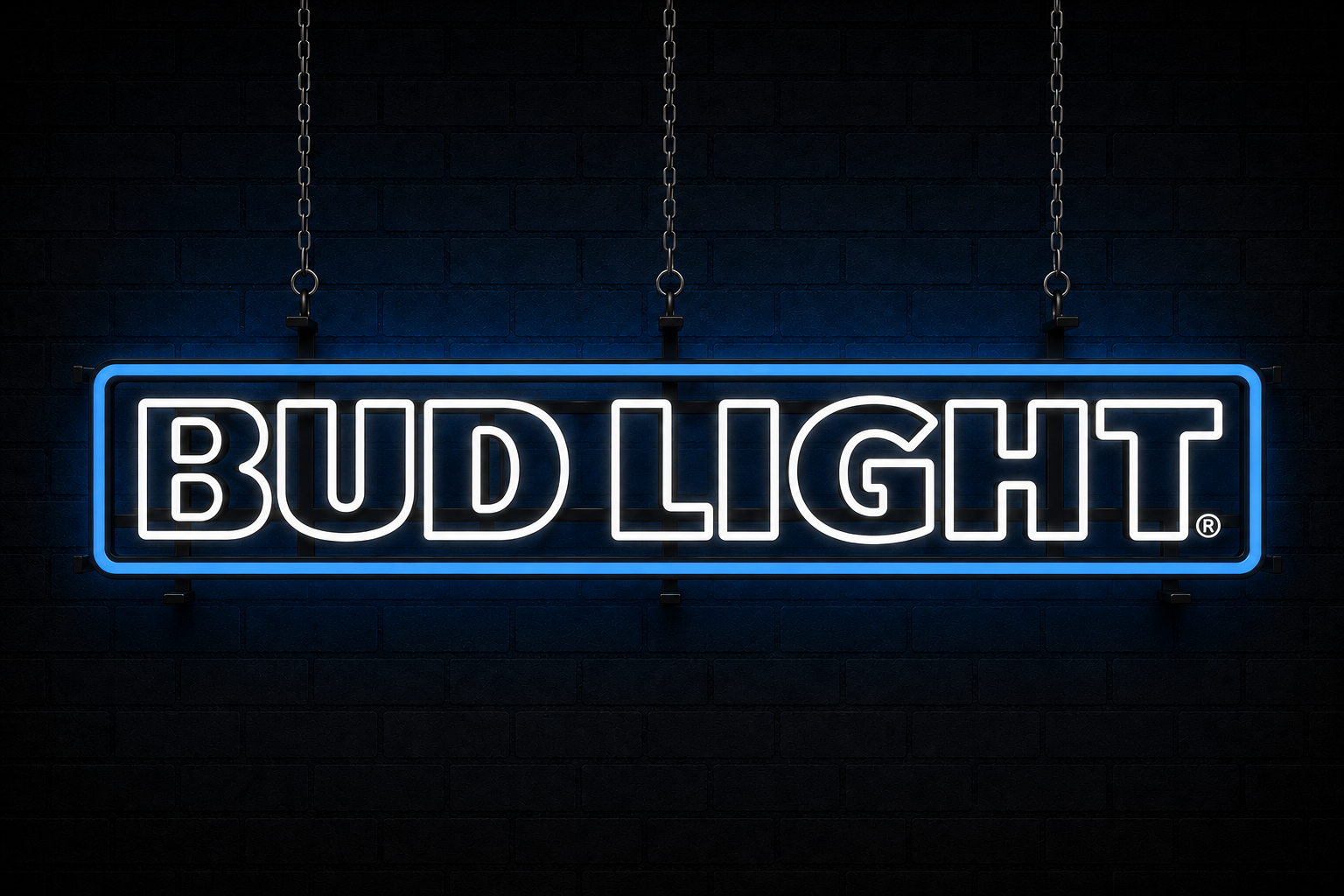 Highly visible Bud Light illuminated sign